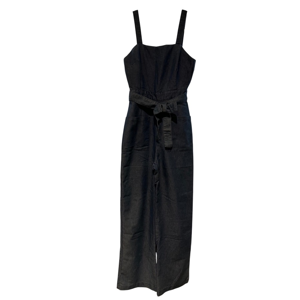 Cotton‎ On Denim Tie Waist Jumpsuit Wide Leg Stretch Size 2